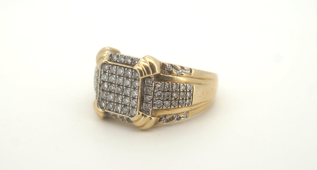 Men's 9ct Yellow Gold 71 Diamond Ring (Size W 1/2) - 503303