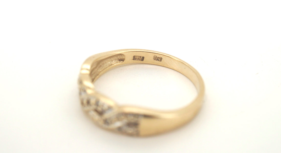 Unisex 9ct Yellow & White Gold Diamond Ring (Size O) - 504831
