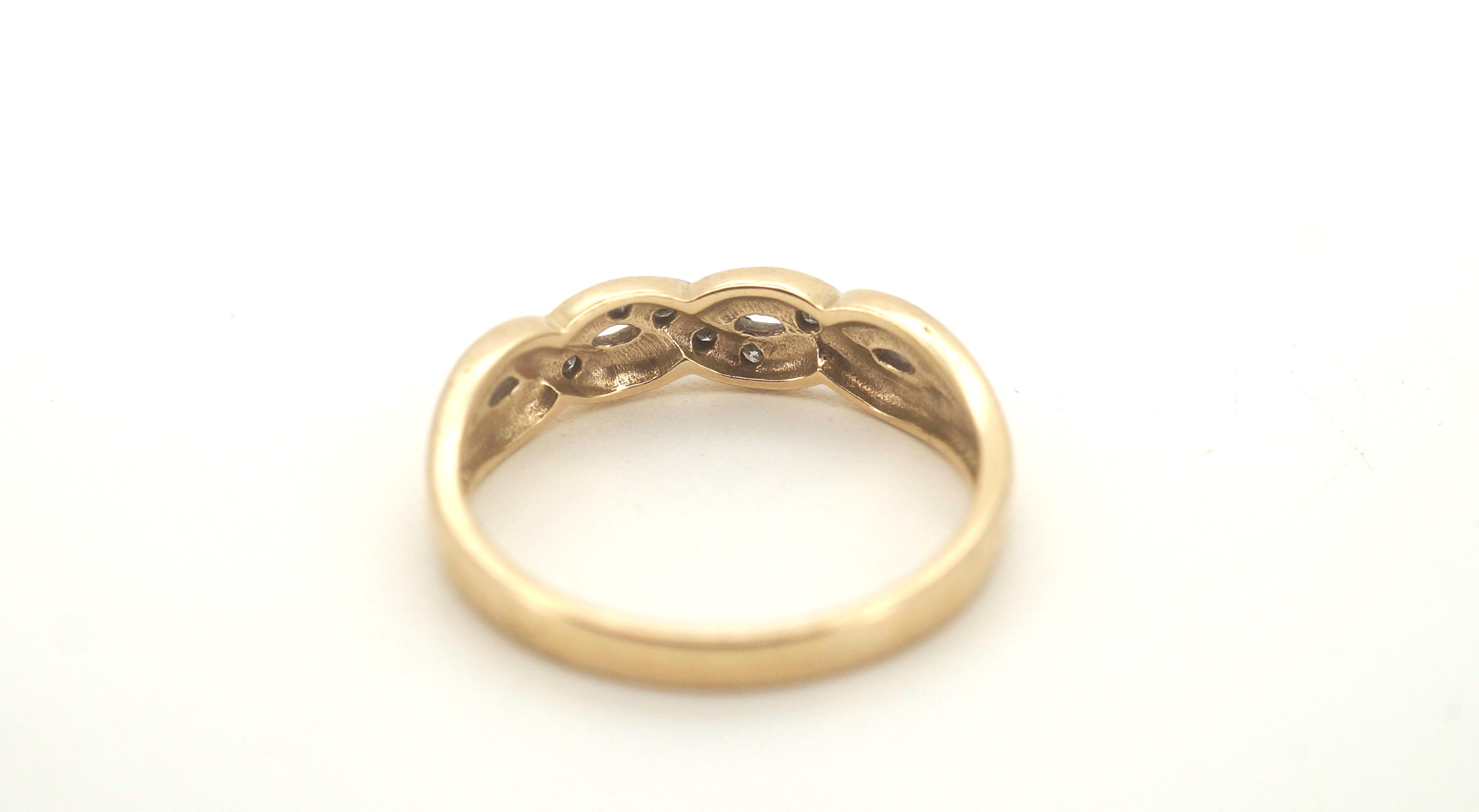 Unisex 9ct Yellow & White Gold Diamond Ring (Size O) - 504831