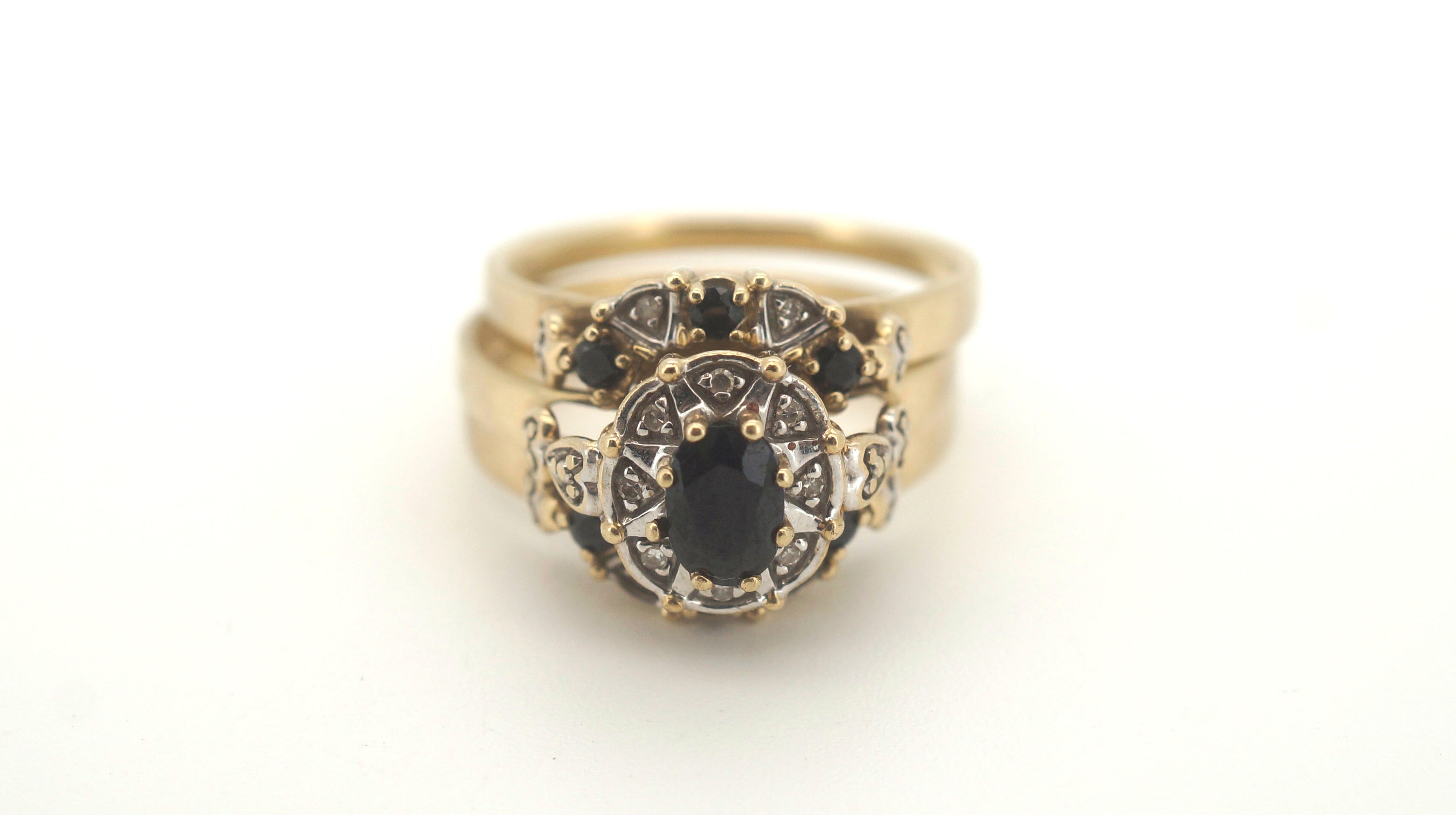 10ct Yellow Gold Sapphire & Diamond Ring (Size N 1/2) - 503313