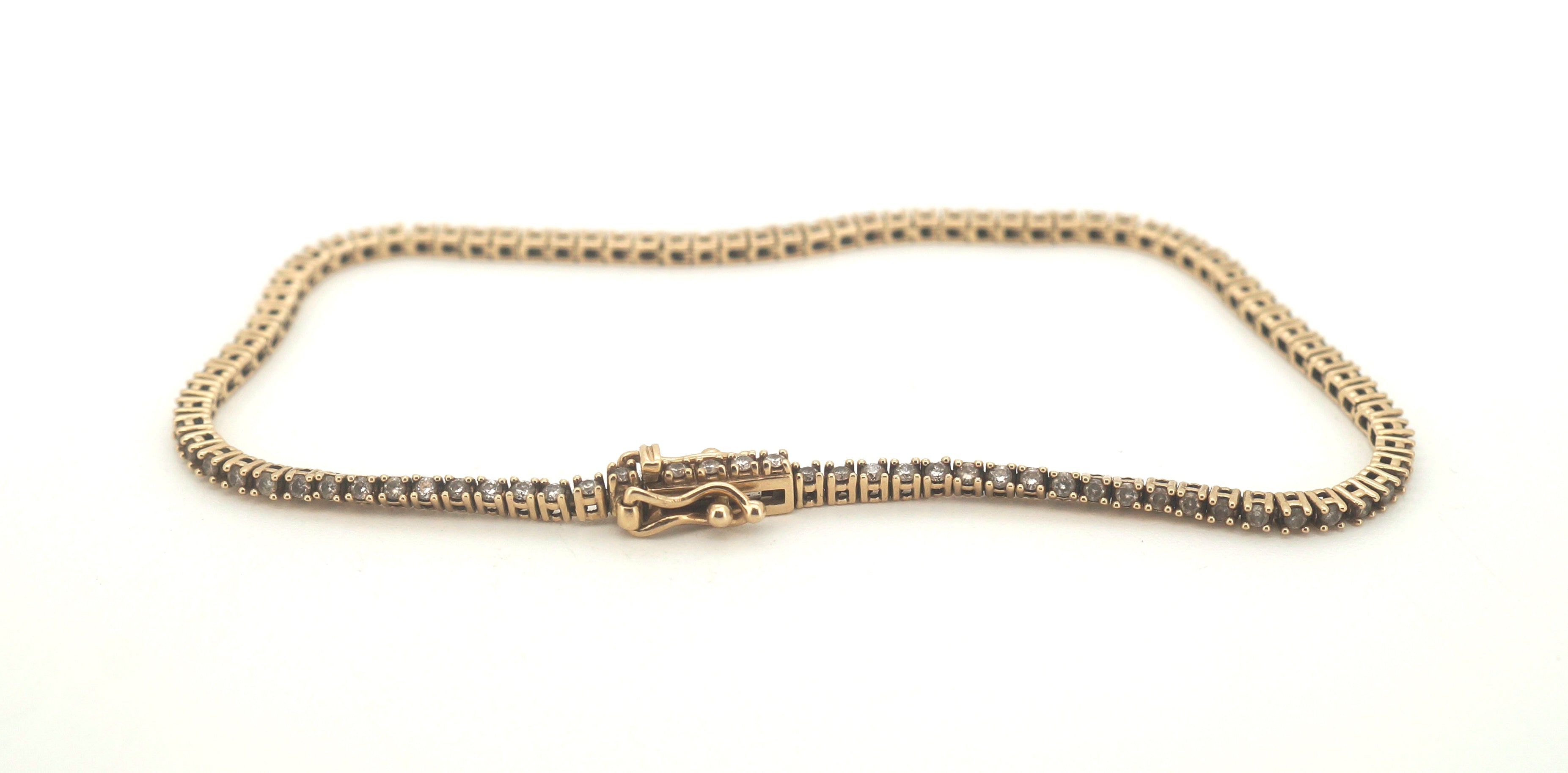 10ct Yellow Gold & Diamond Tennis Bracelet (19cm) - 502782