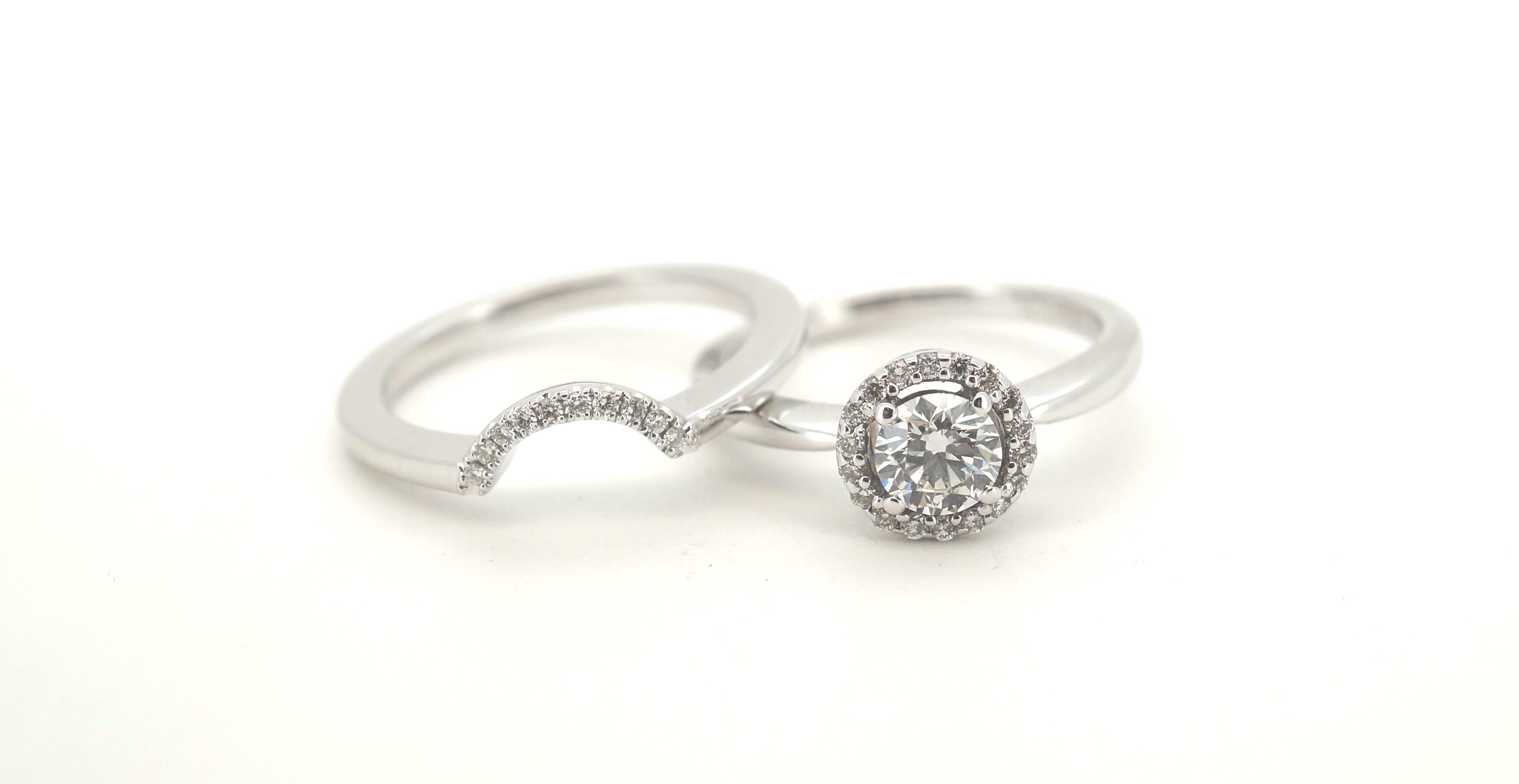 18ct White Gold Diamond Engagement Ring Set (Size K) - 501541