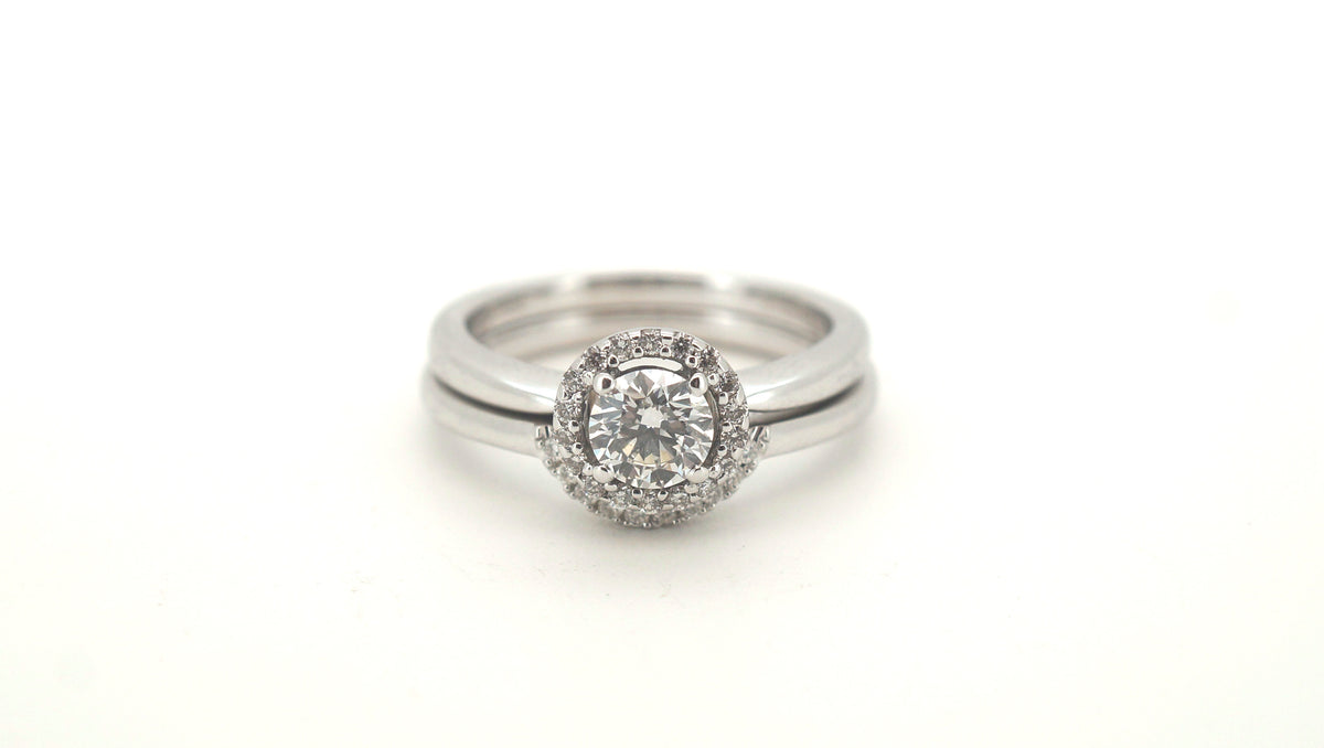 18ct White Gold Diamond Engagement Ring Set (Size K) - 501541