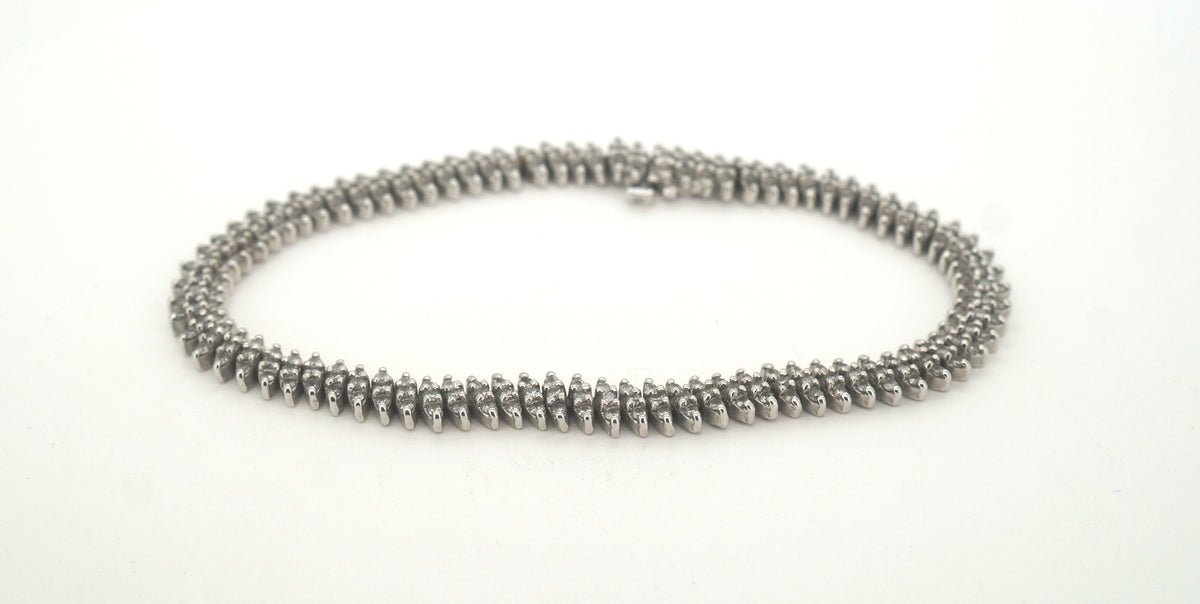 14ct White Gold 243 Diamond Tennis Bracelet (19cm) - 502794