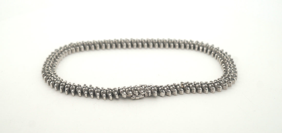 14ct White Gold 243 Diamond Tennis Bracelet (19cm) - 502794