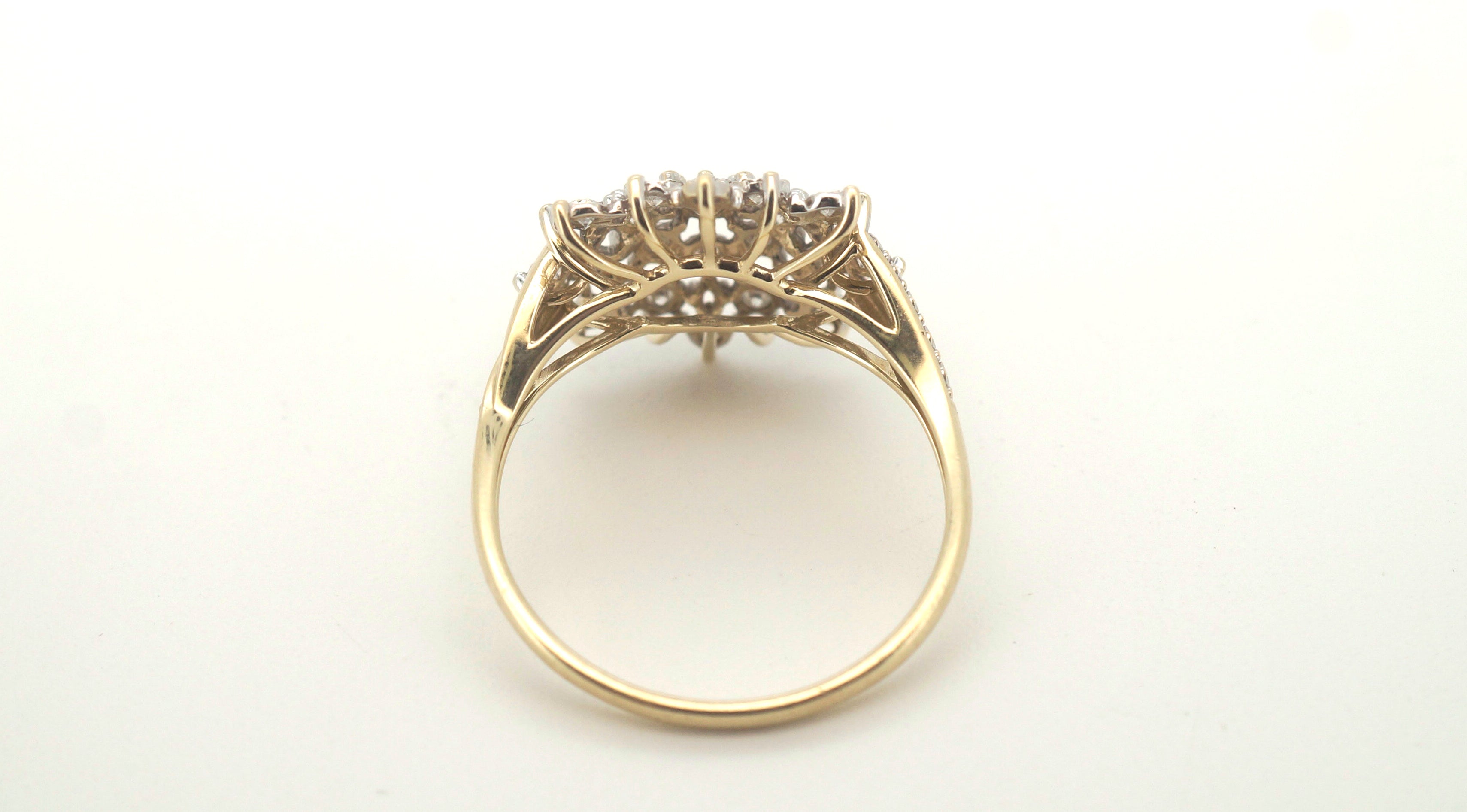 9ct Yellow Gold Synthetic Diamond Starburst Ring (Size S 1/2) - 503314