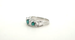 18ct White Gold Synthetic Emerald & Diamond Ring (Size N) - 501633
