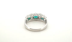 18ct White Gold Synthetic Emerald & Diamond Ring (Size N) - 501633