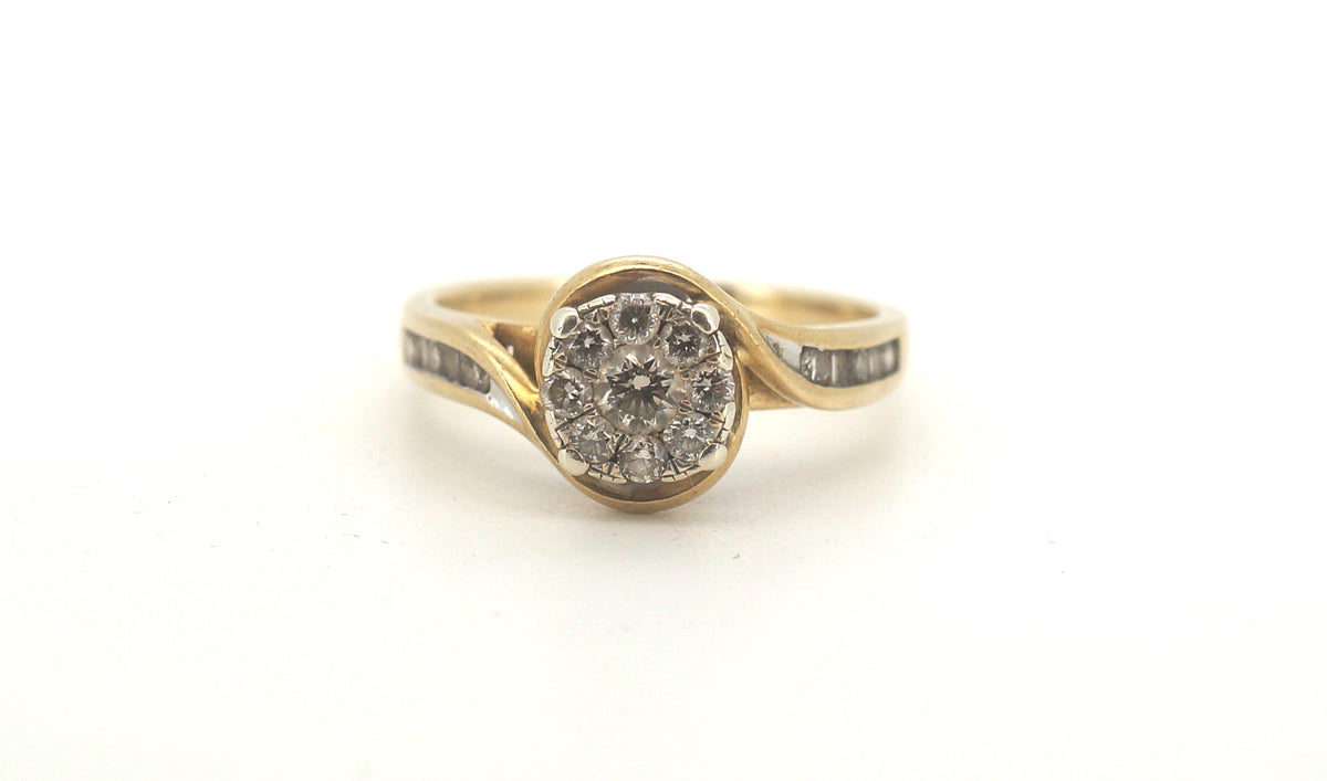 9ct Yellow & White Gold Diamond Cluster Ring (Size N 1/2) - 504281