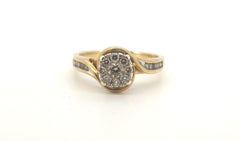 9ct Yellow & White Gold Diamond Cluster Ring (Size N 1/2) - 504281