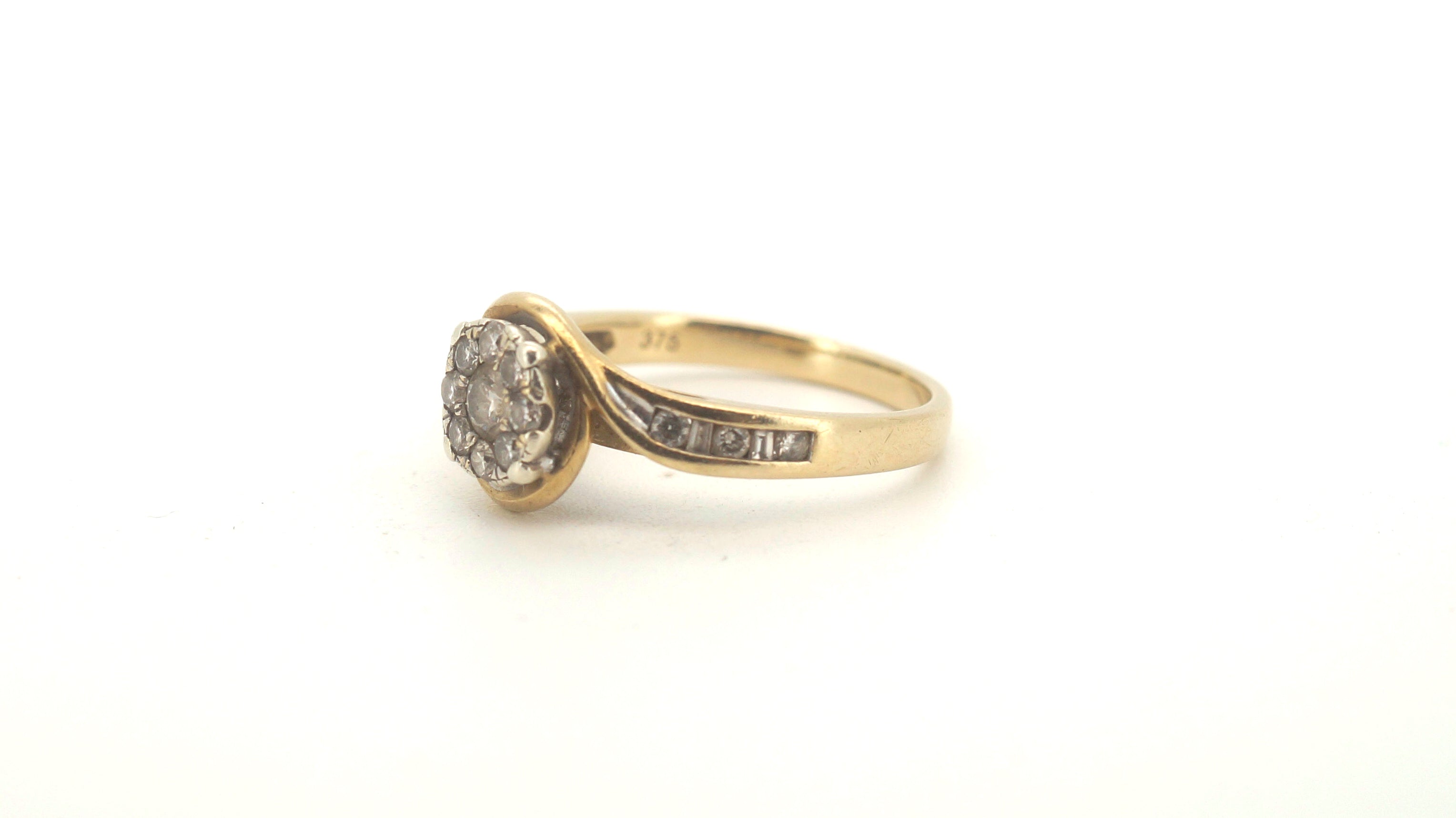 9ct Yellow & White Gold Diamond Cluster Ring (Size N 1/2) - 504281
