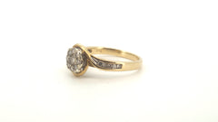 9ct Yellow & White Gold Diamond Cluster Ring (Size N 1/2) - 504281