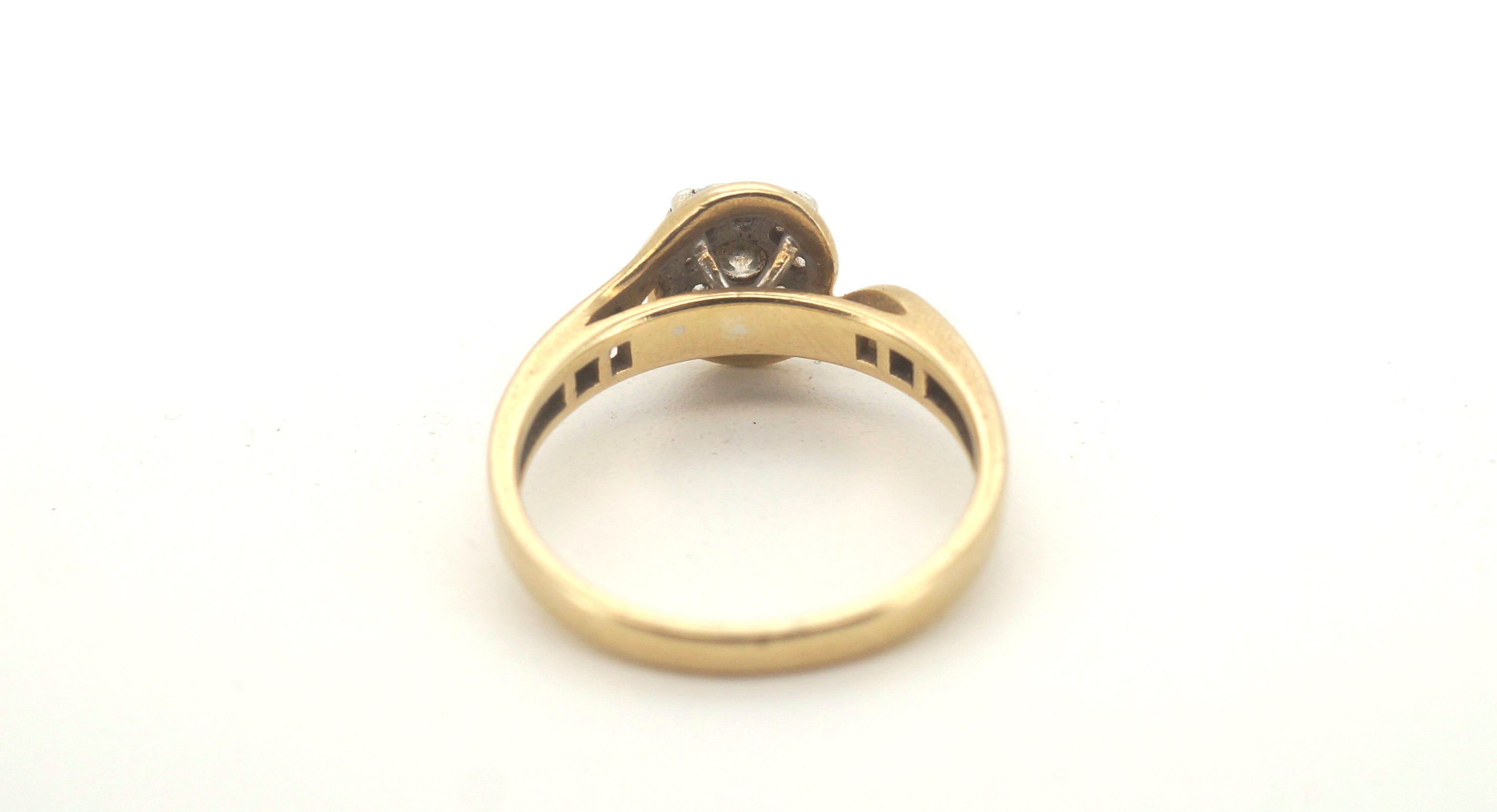 9ct Yellow & White Gold Diamond Cluster Ring (Size N 1/2) - 504281