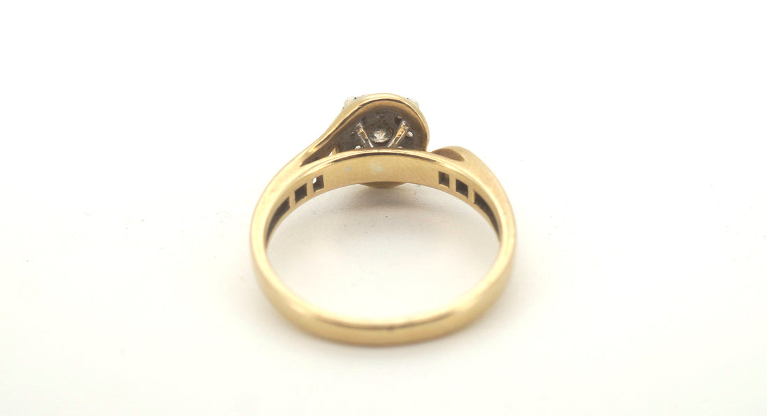 9ct Yellow & White Gold Diamond Cluster Ring (Size N 1/2) - 504281
