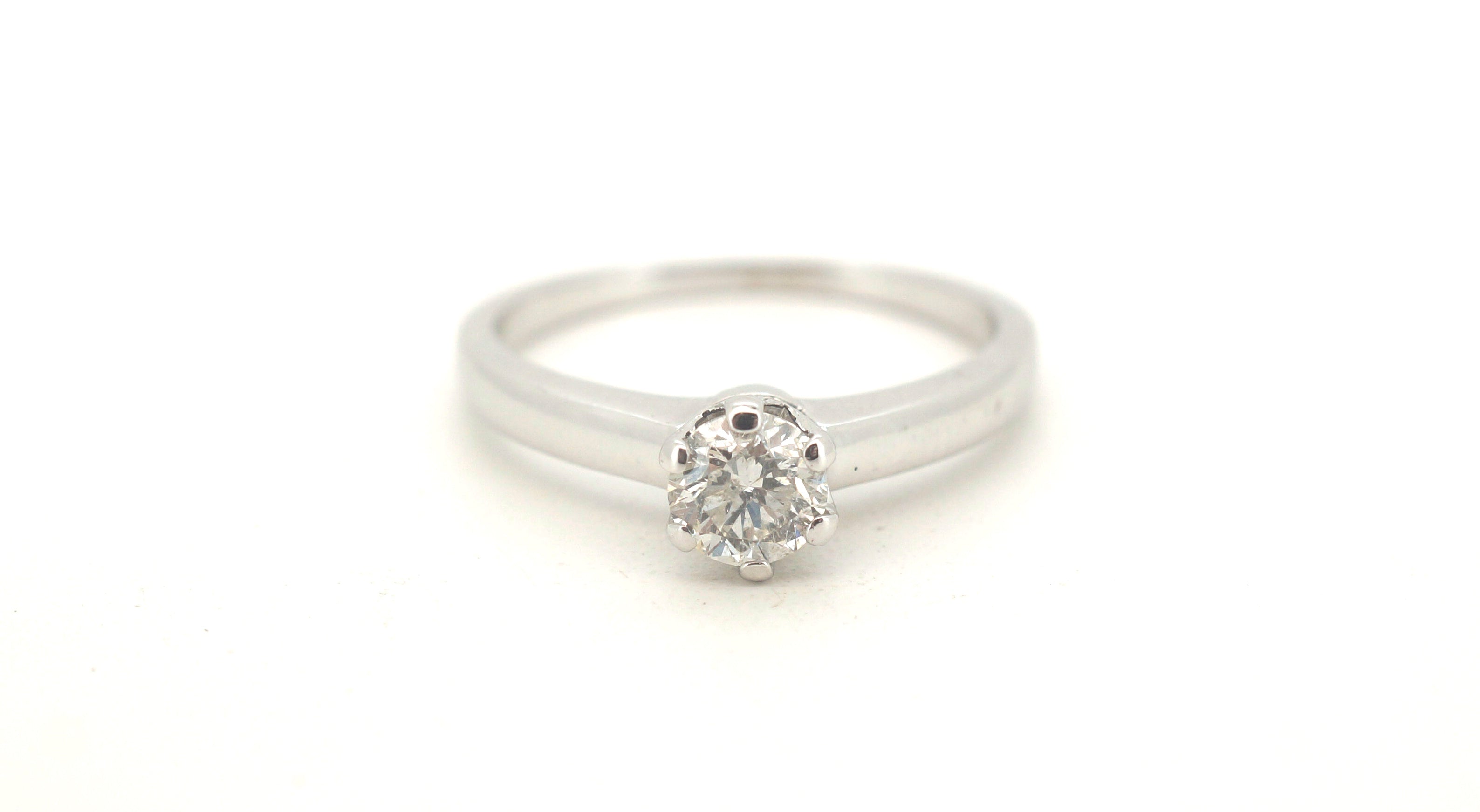 18ct White Gold Solitaire Diamond (Size N 1/2) - 501858