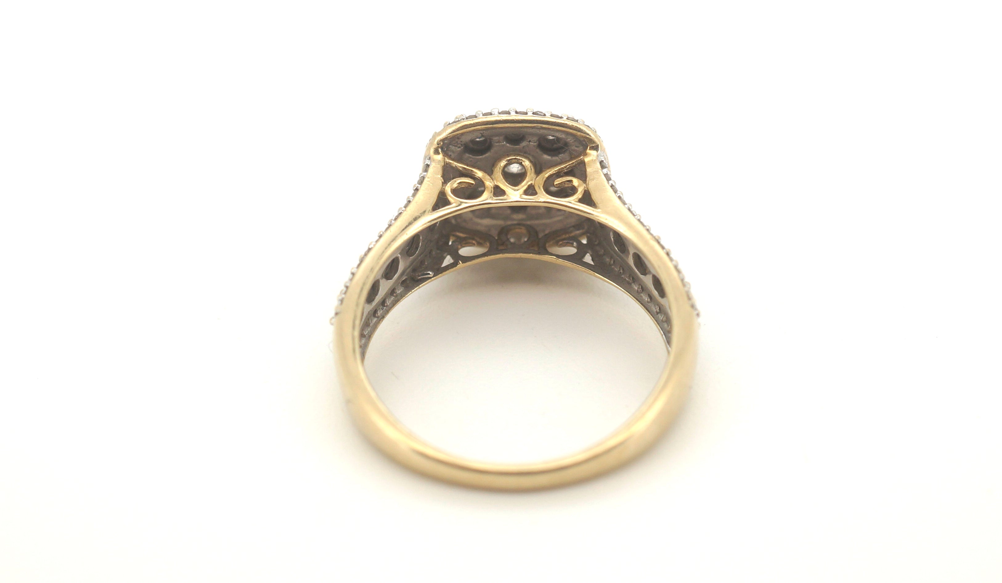 9ct Yellow & White Gold 90 Diamond Cluster Ring (Size O) - 504280