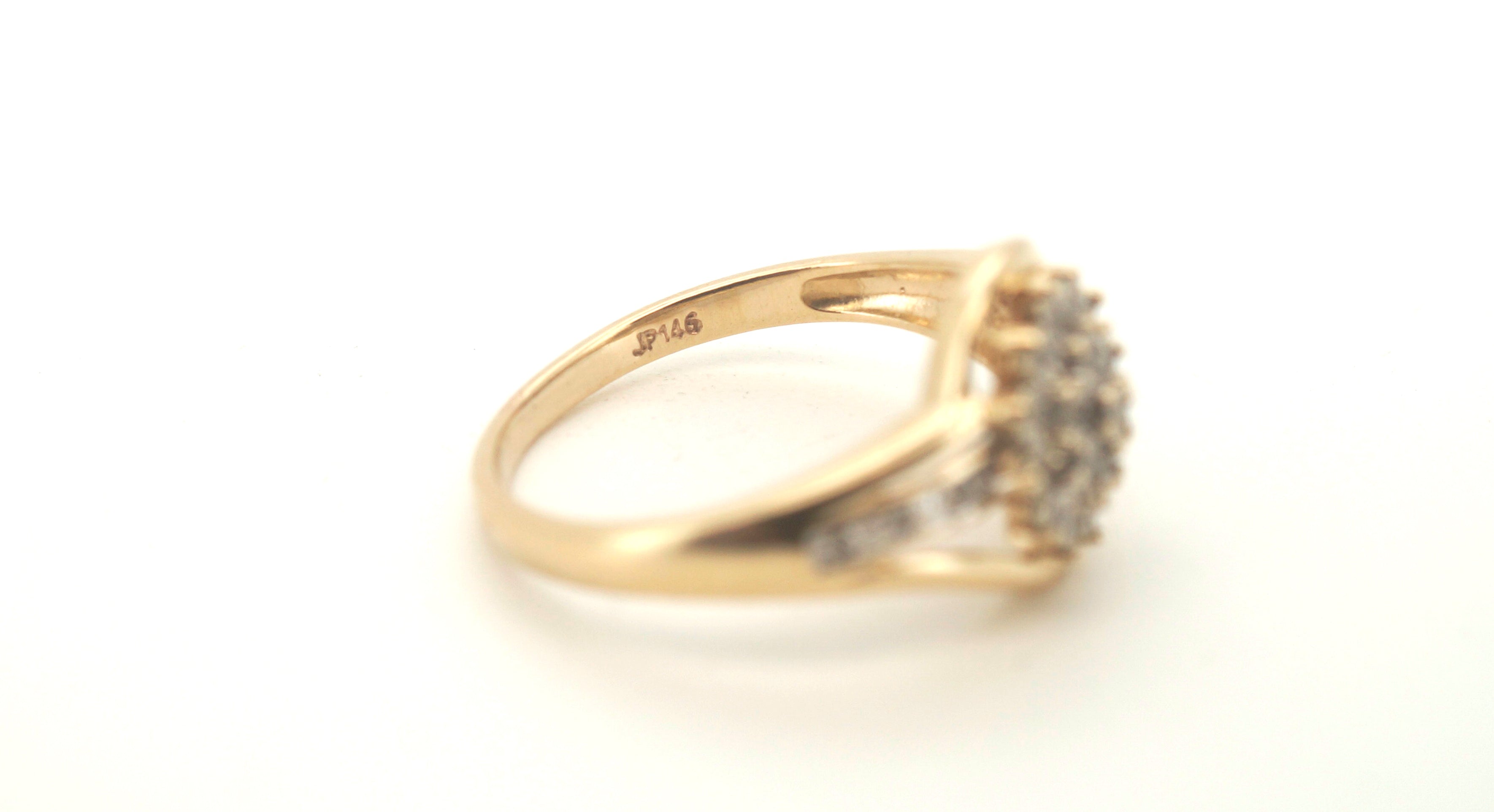 Ladies 9ct Yellow & White Gold Cluster Ring (Size N 1/2) - 506188