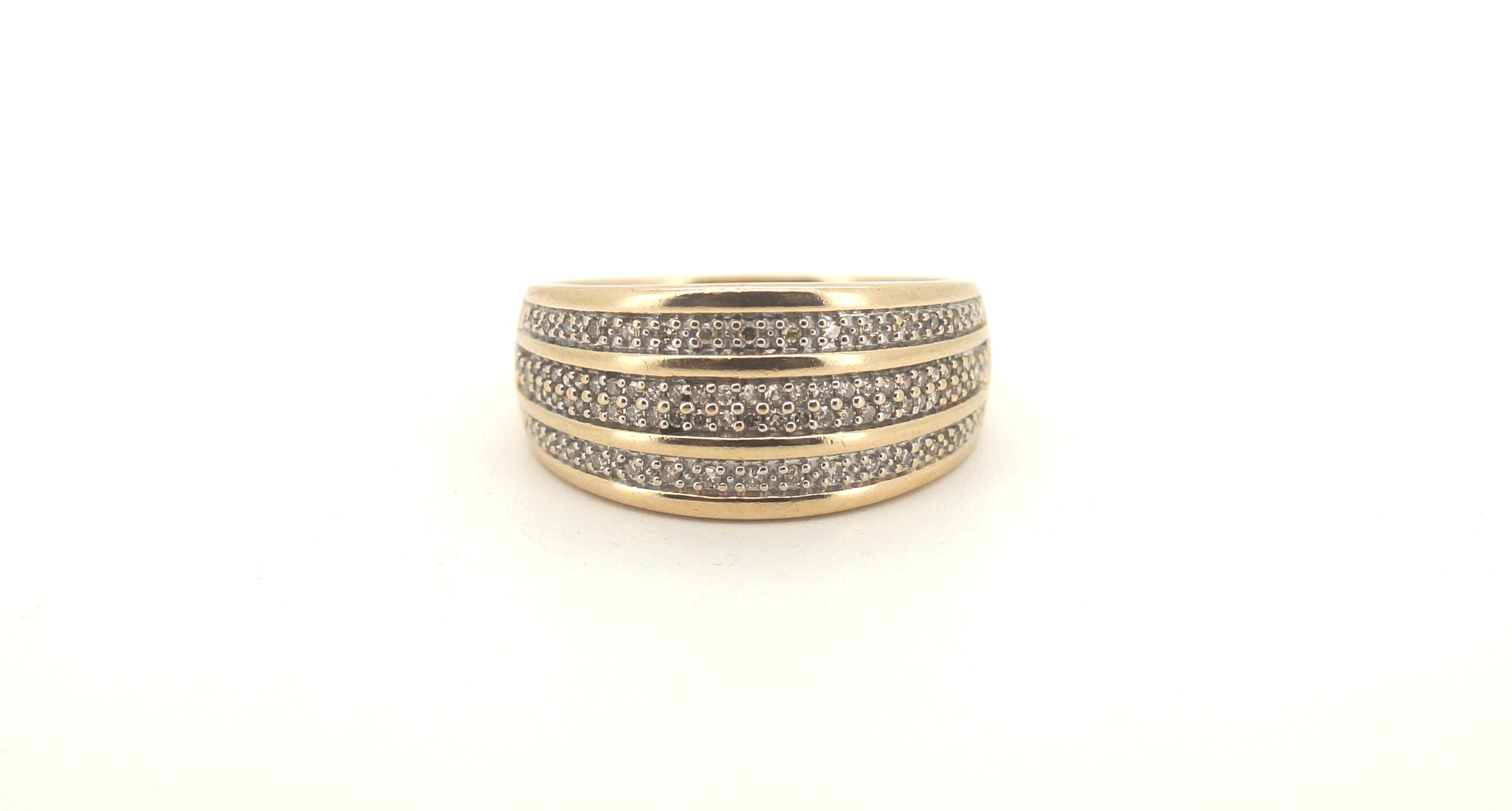 Men's 10ct Yellow Gold Straight Diamond Set Ring (Size P) - 505862
