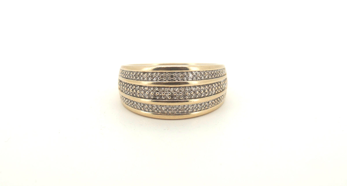 Men's 10ct Yellow Gold Straight Diamond Set Ring (Size P) - 505862