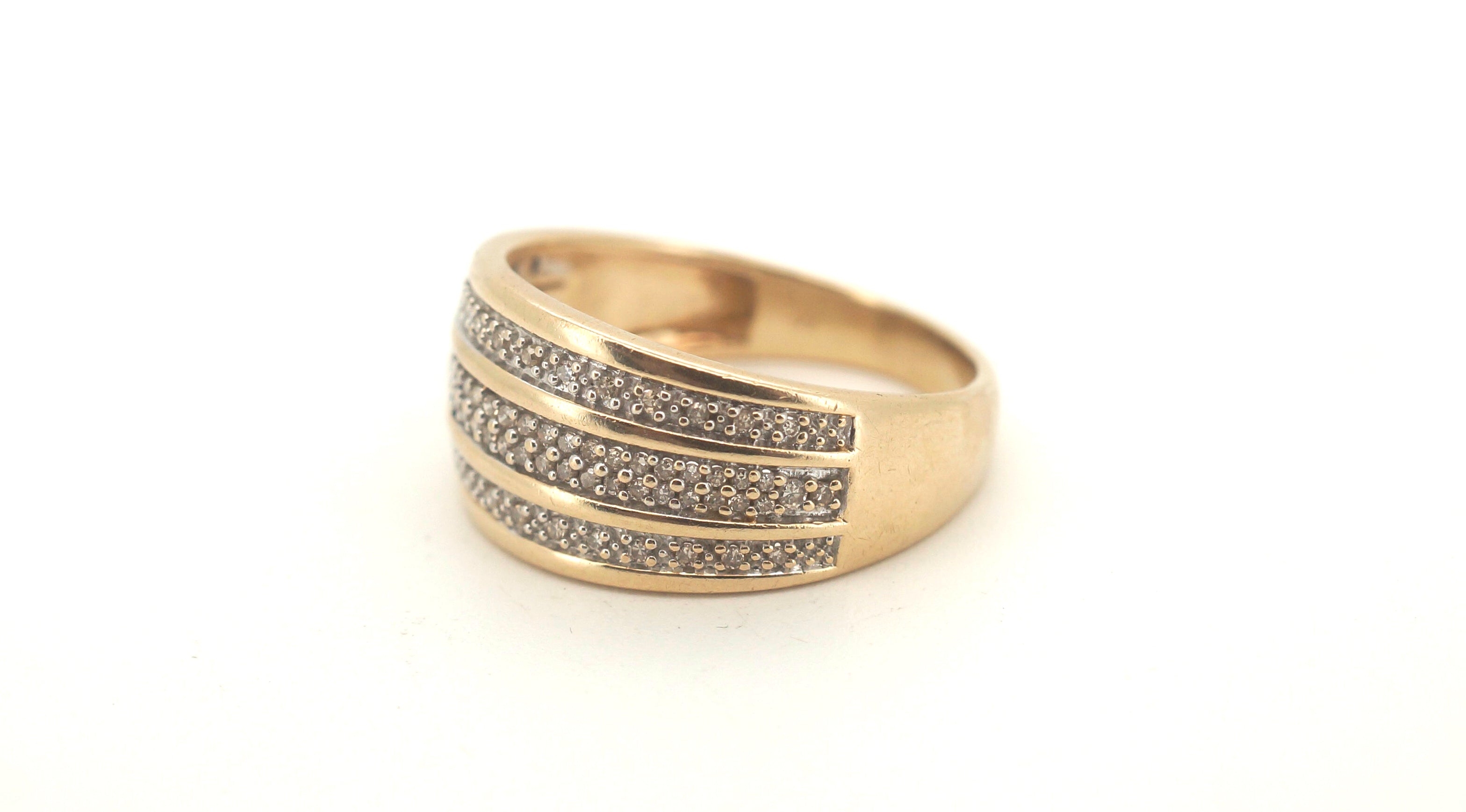 Men's 10ct Yellow Gold Straight Diamond Set Ring (Size P) - 505862