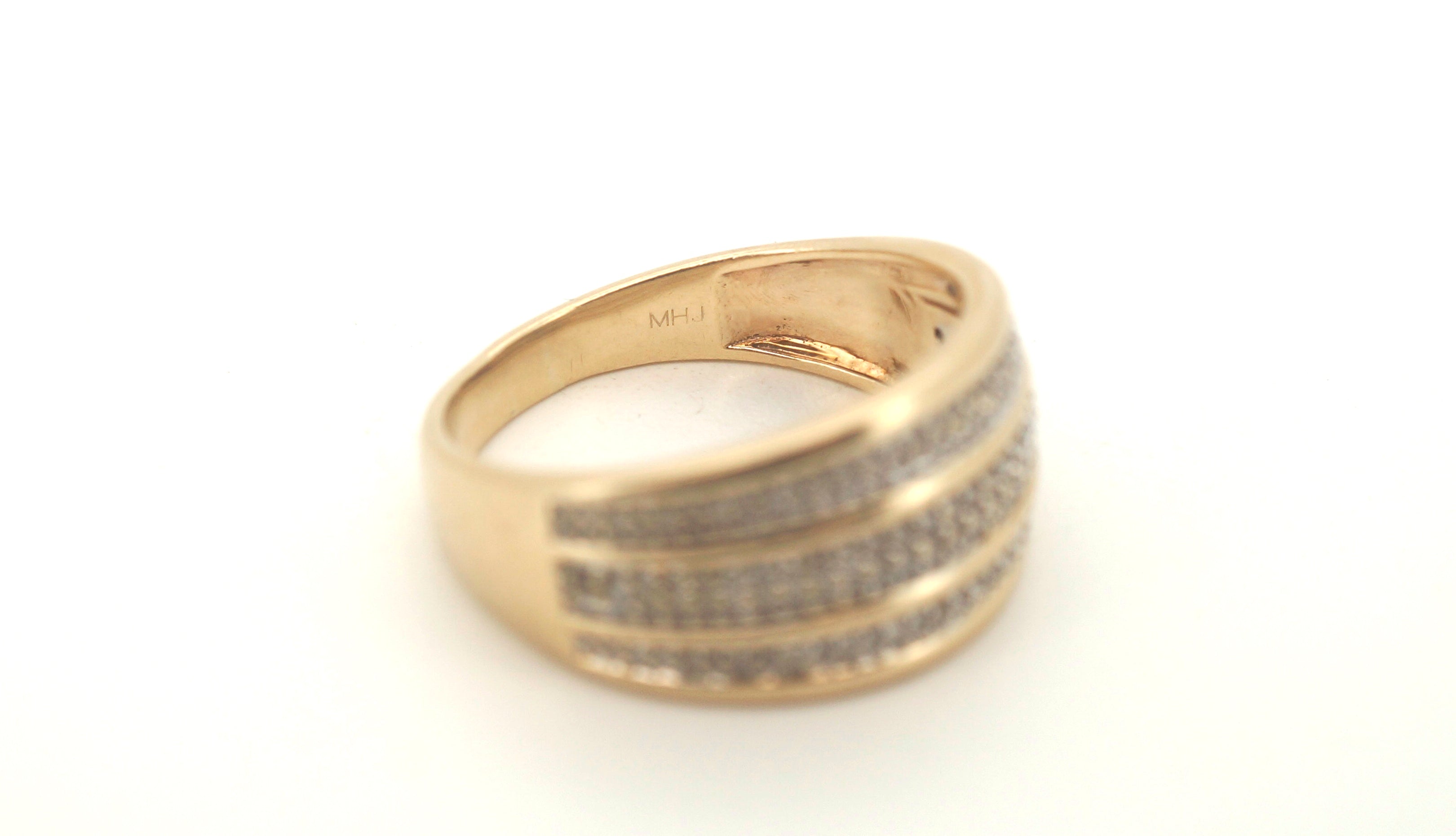 Men's 10ct Yellow Gold Straight Diamond Set Ring (Size P) - 505862