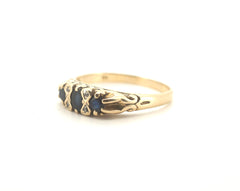 Ladies 9CT Yellow Gold Ring Blue Stones/Diamonds (Size: O, 2.31g) - 506389