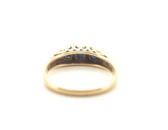 Ladies 9CT Yellow Gold Ring Blue Stones/Diamonds (Size: O, 2.31g) - 506389