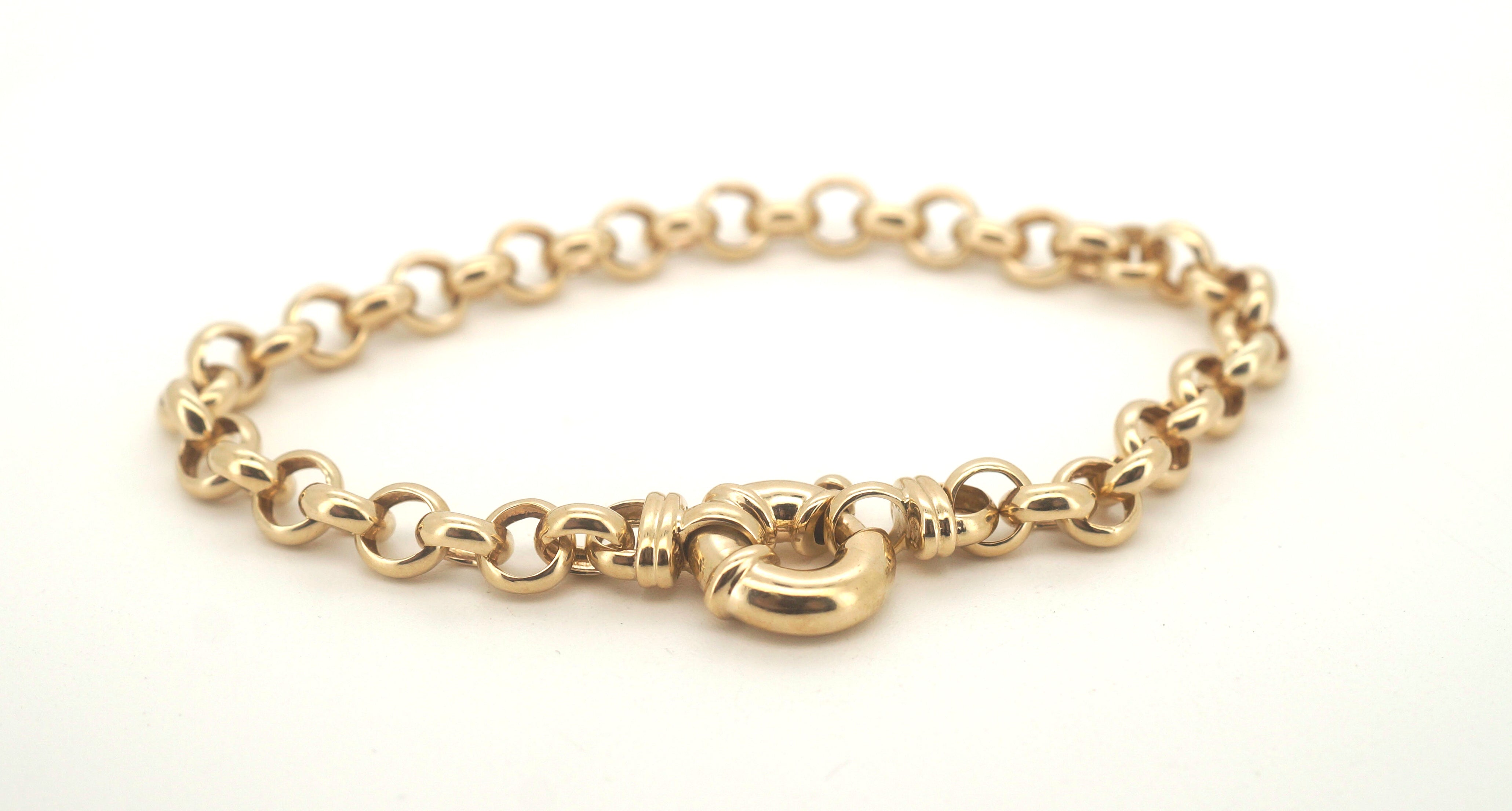 Mens 9ct Yellow Gold Belcher Link Bracelet (19cm) - 506390