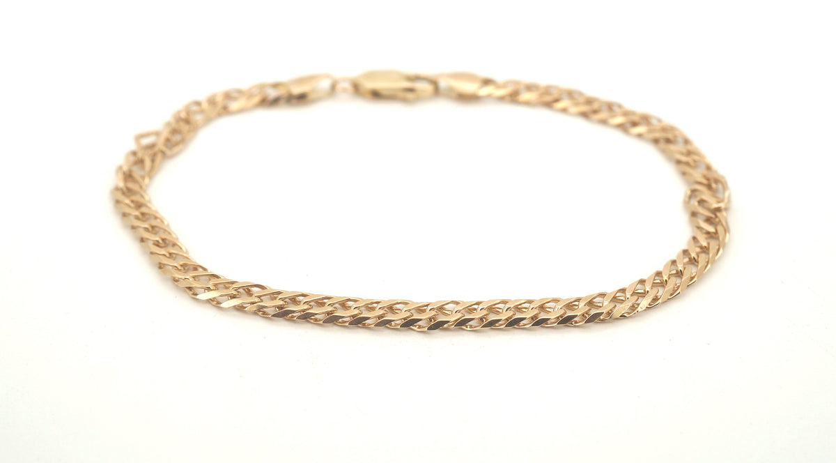 Mens 9ct Yellow Gold Double Curb Link Bracelet (19.5cm) - 506394