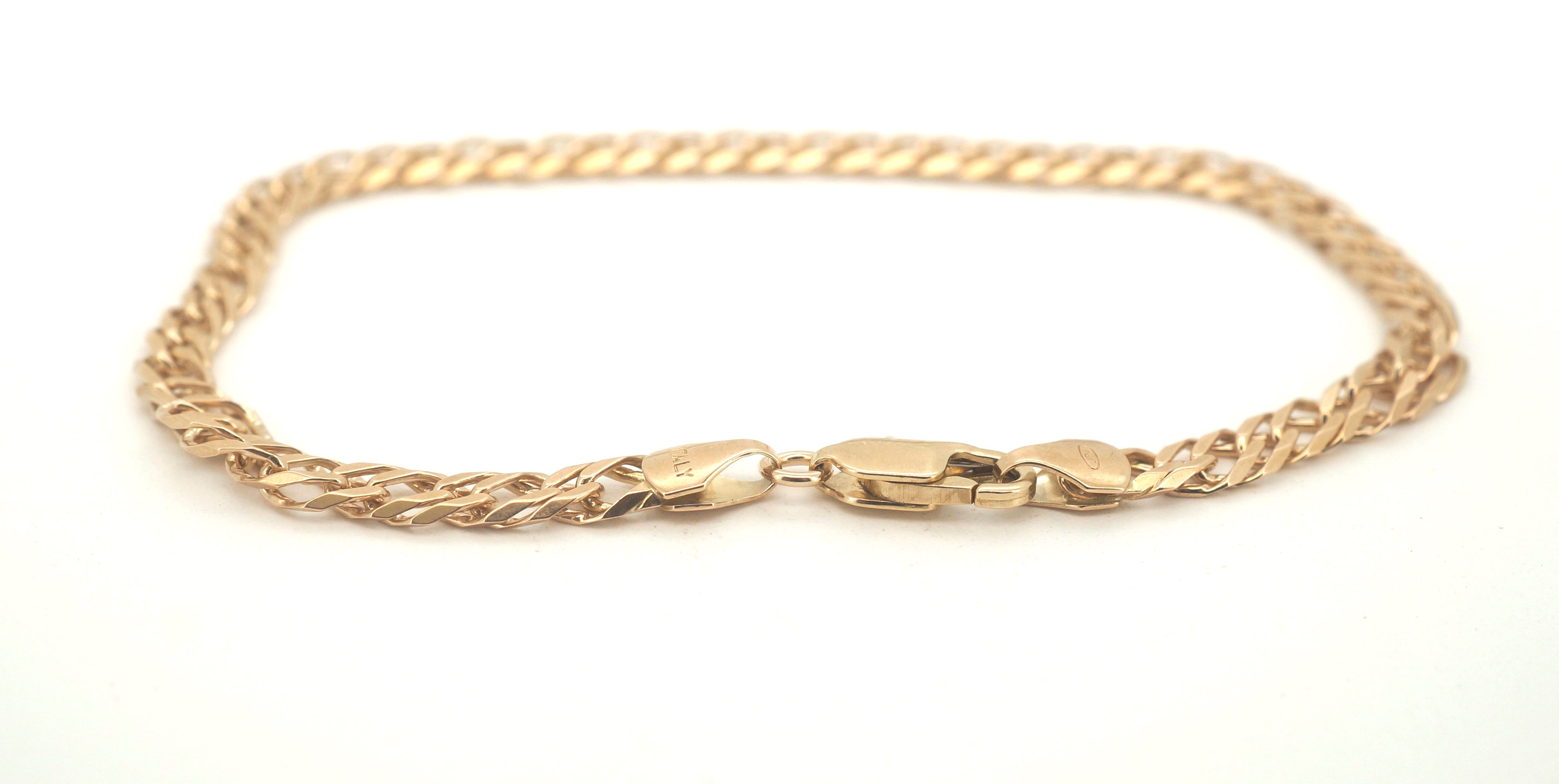 Mens 9ct Yellow Gold Double Curb Link Bracelet (19.5cm) - 506394
