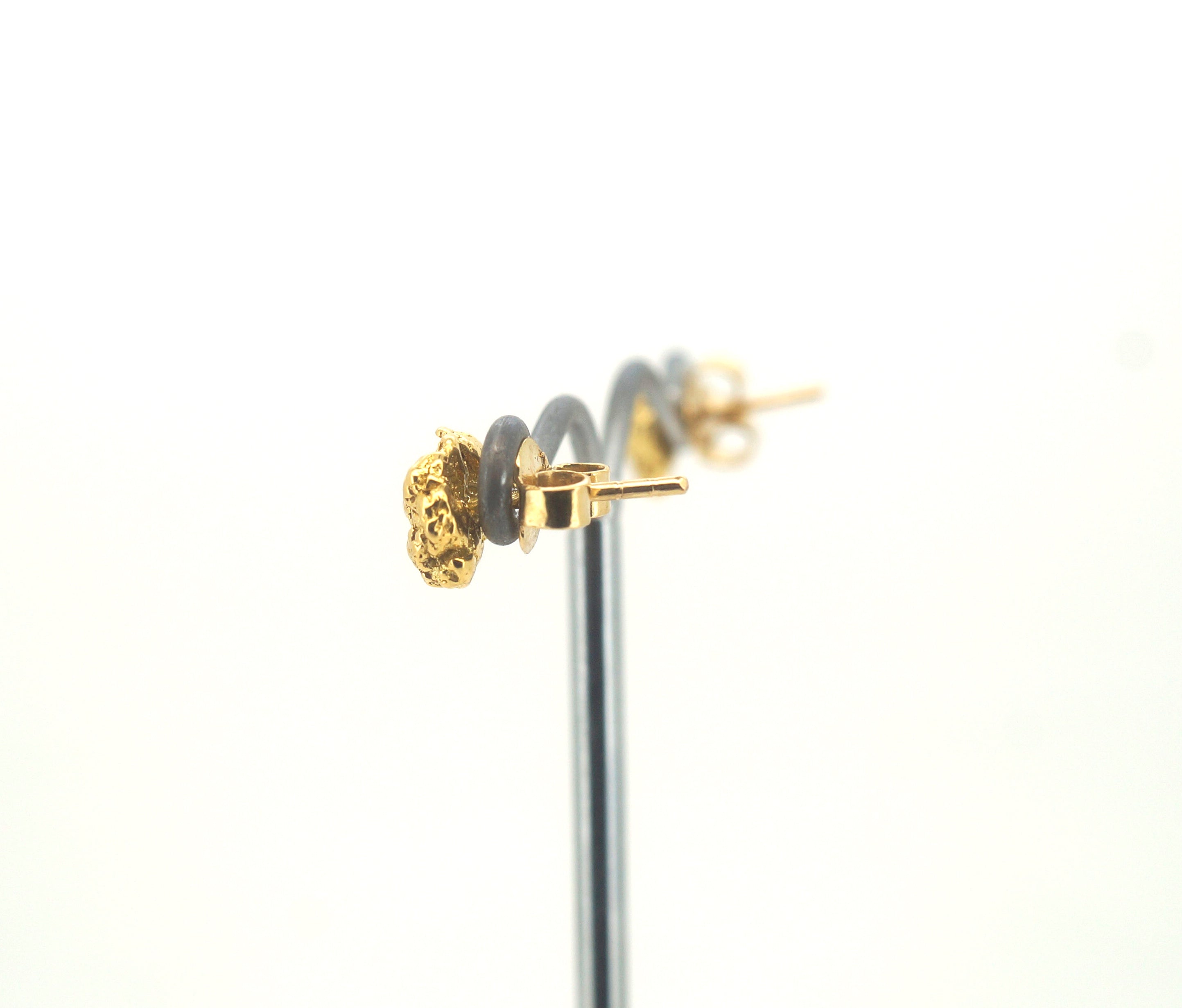 Ladies 22ct Gold Nugget Earrings with 18ct Yellow Gold Backing - 502653