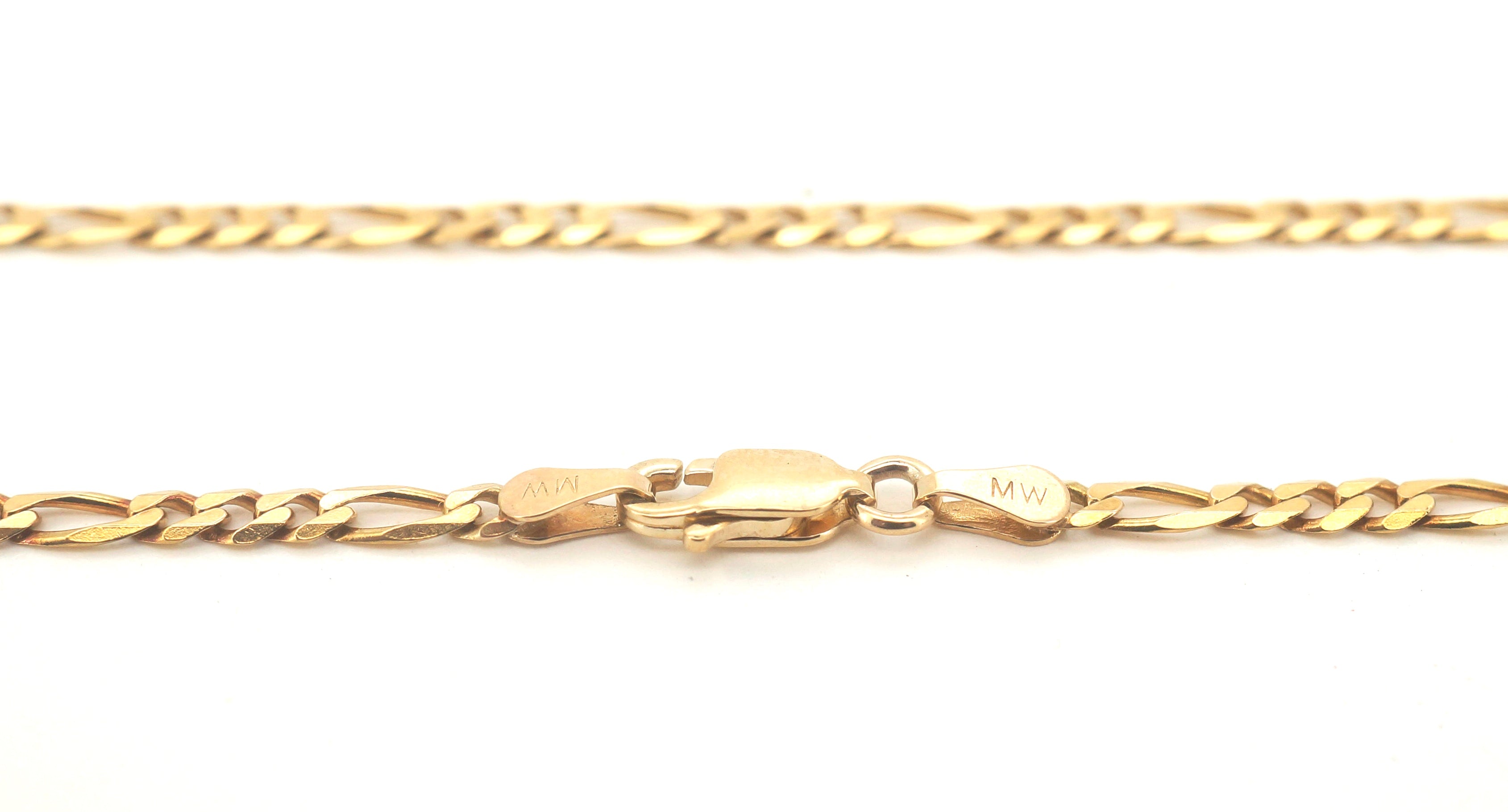 9ct Yellow Gold Figaro Curb Link Necklace (50cm) - 505333