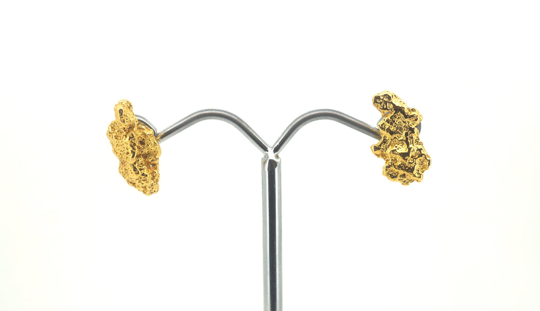 22ct Gold Nugget Stud Earrings with 9ct Backing - 503212