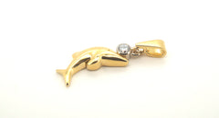 18ct Yellow Gold Dolphin Themed Diamond Pendant - 23759