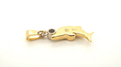 18ct Yellow Gold Dolphin Themed Diamond Pendant - 23759