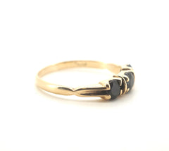 Ladies 9CT Yellow Gold Black Stone Trilogy Ring (Size O, 1.5g) - 506074