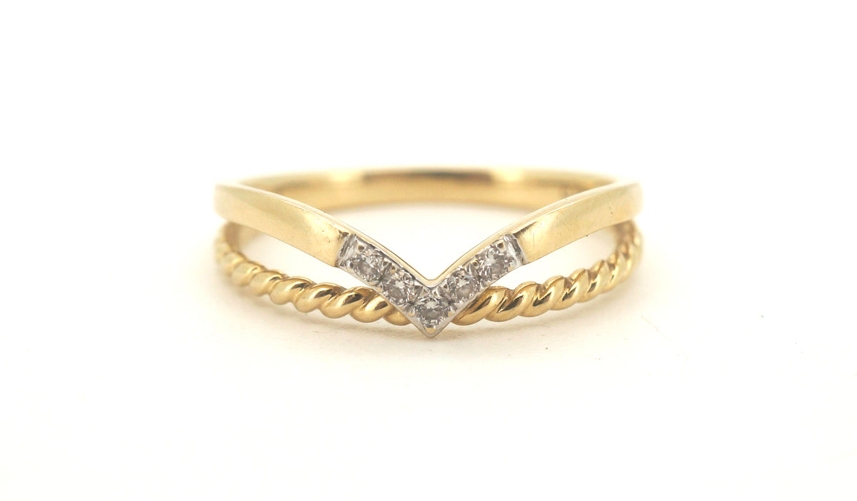Ladies 9ct Yellow Gold Dress Ring (Size M) - 506547