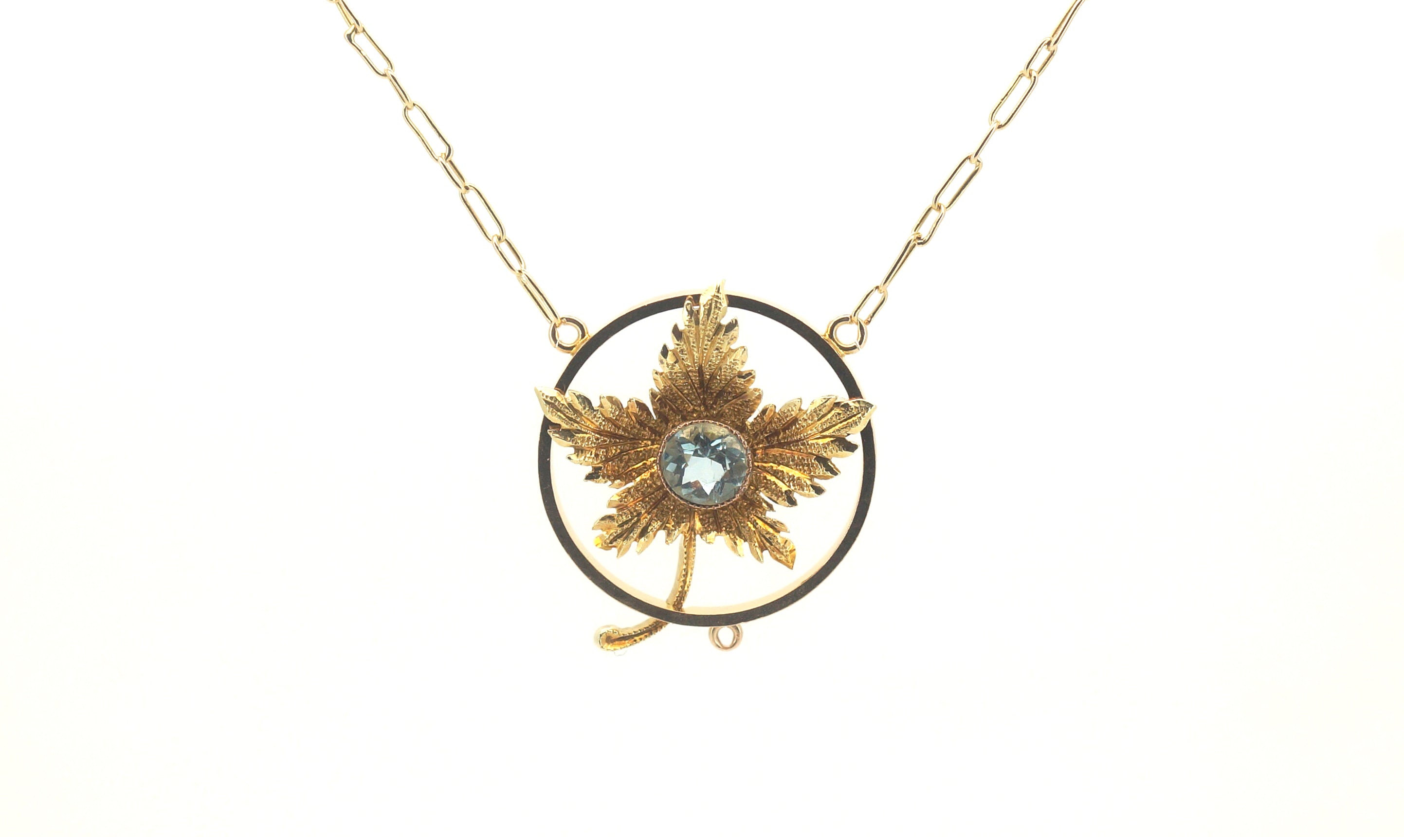 Ladies 14ct Yellow Gold Leaf Themed Necklace/Pendant (41cm) - 505419