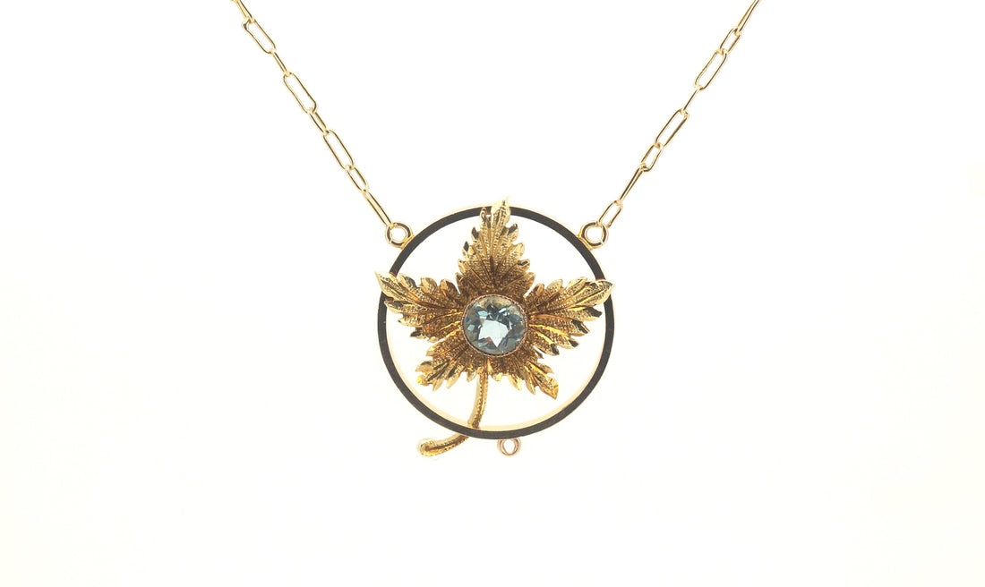 Ladies 14ct Yellow Gold Leaf Themed Necklace/Pendant (41cm) - 505419