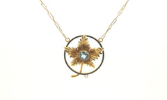 Ladies 14ct Yellow Gold Leaf Themed Necklace/Pendant (41cm) - 505419
