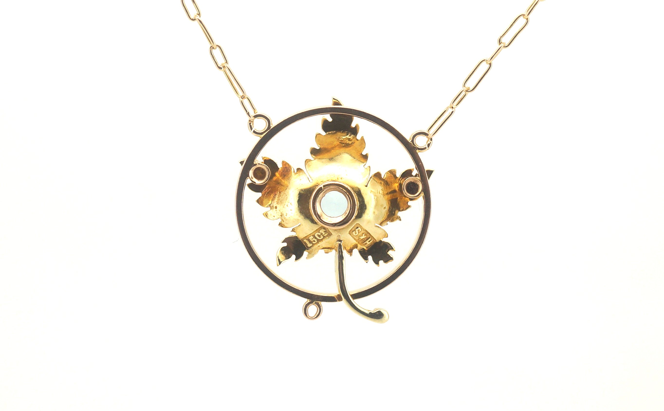 Ladies 14ct Yellow Gold Leaf Themed Necklace/Pendant (41cm) - 505419