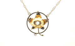 Ladies 14ct Yellow Gold Leaf Themed Necklace/Pendant (41cm) - 505419
