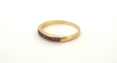 Unisex 18ct Yellow Gold Ring with Straight Set Pink Stones (Size I) - 506443