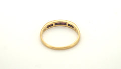Unisex 18ct Yellow Gold Ring with Straight Set Pink Stones (Size I) - 506443