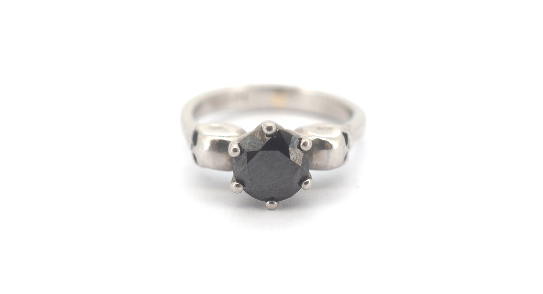 950pt Platinum and Treated Black Diamond Skull Themed Ring (Size G) - 504067