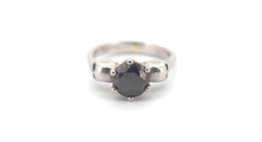950pt Platinum and Treated Black Diamond Skull Themed Ring (Size G) - 504067