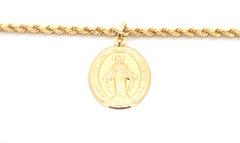 Men's 18ct Yellow Gold Rope Link Necklace with Jesus Pendant (59cm) - 506843