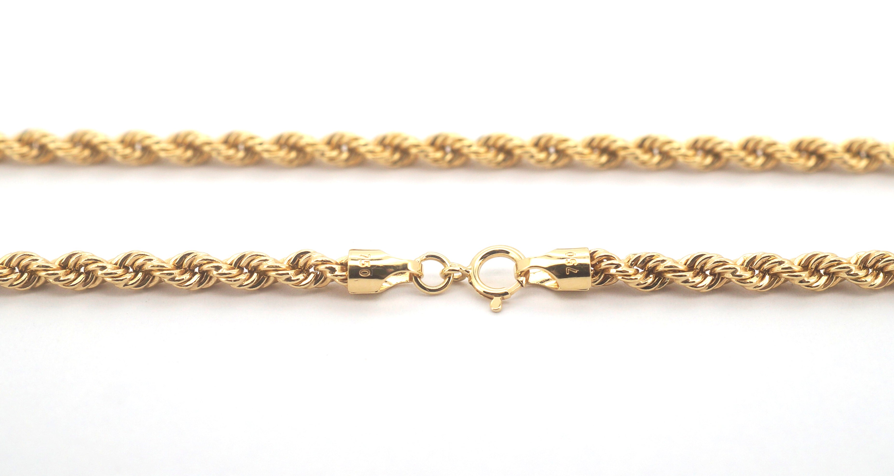 Men's 18ct Yellow Gold Rope Link Necklace with Jesus Pendant (59cm) - 506843
