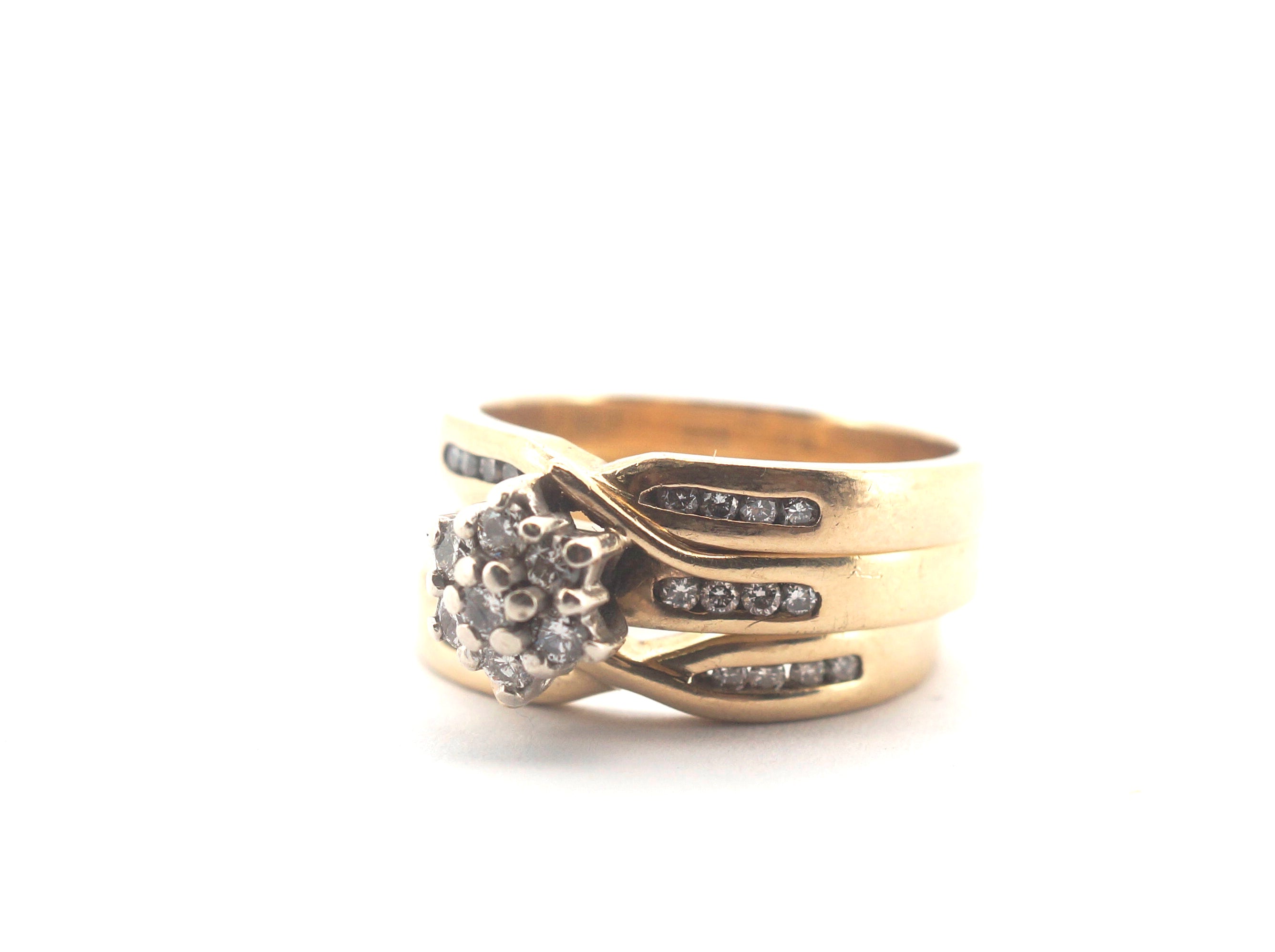 Ladies Michael Hill 9CT Yellow Gold Diamond Trilogy Ring Set (Size N 1/2) - 504886