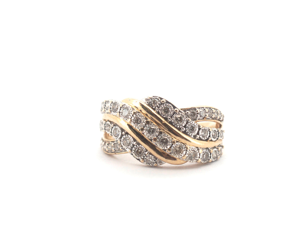 Ladies 9CT Yellow Gold Diamond Ring (Size: N 1/2, 4.2g) - 503445